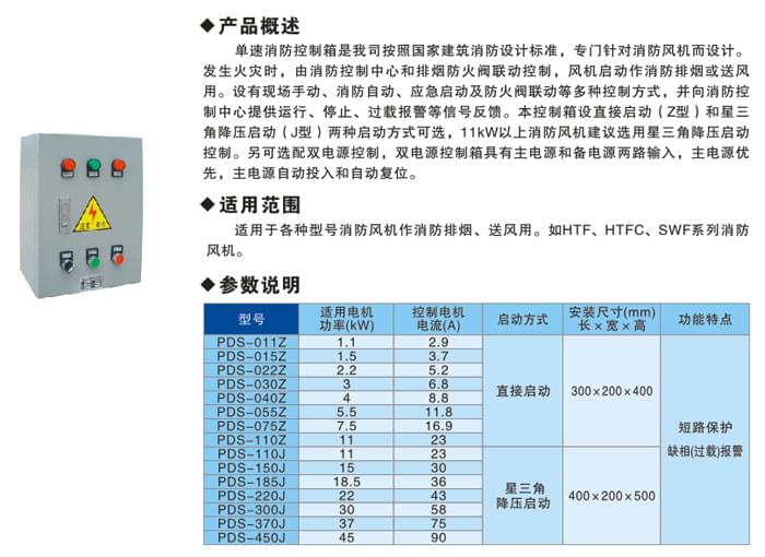 九洲风机单速消防控制箱参数 九洲风机单速消防控制箱参数